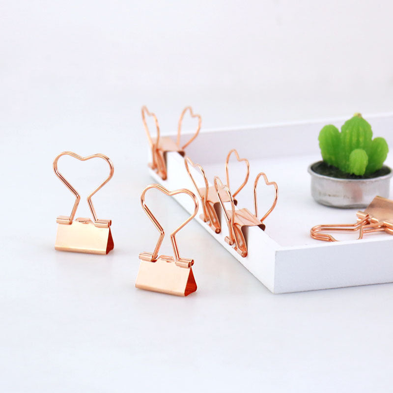 12pcs Rose gold heart binder clips, rose gold bookmarks/planner clips , Binder Clips, Office Supplies, journal supplies