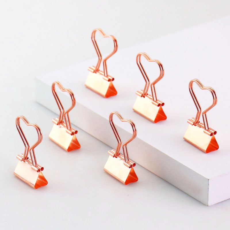 12pcs Rose gold heart binder clips, rose gold bookmarks/planner clips , Binder Clips, Office Supplies, journal supplies