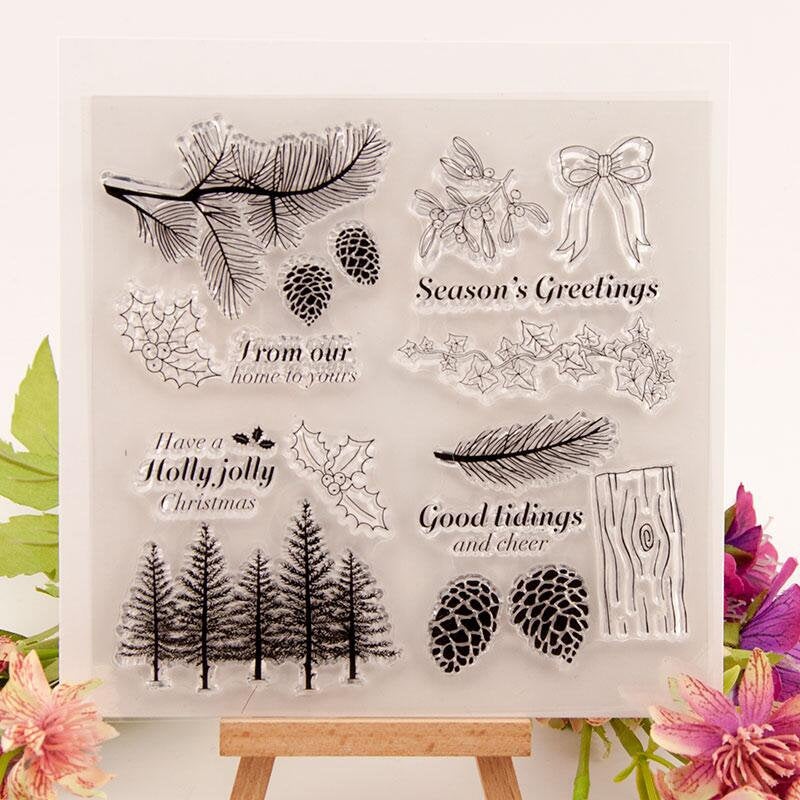 Pine tree pine cone Clear Rubber Stamp/fall Clear Stamp/ clear stamp /deer clear stamp