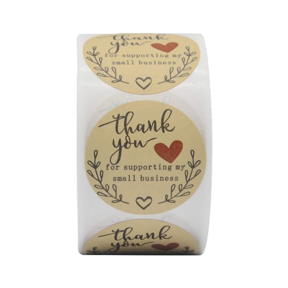 500PCS 1inch Thank You Supporting My Small Business Stickers heart  Kraft Brown Sticker Business Stickers