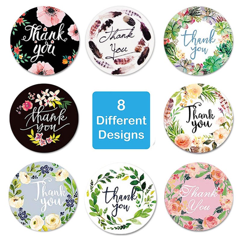 Thank you stickers Tape/floral thank you roll tape /business stickers/ gift wrapping stickers 500pcs