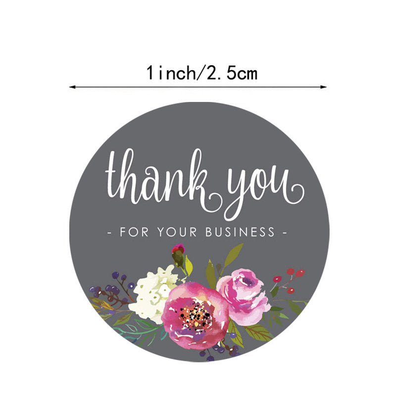 500PCS 1inch Thank You for your Business Stickers grey flower Sticker Business Stickers