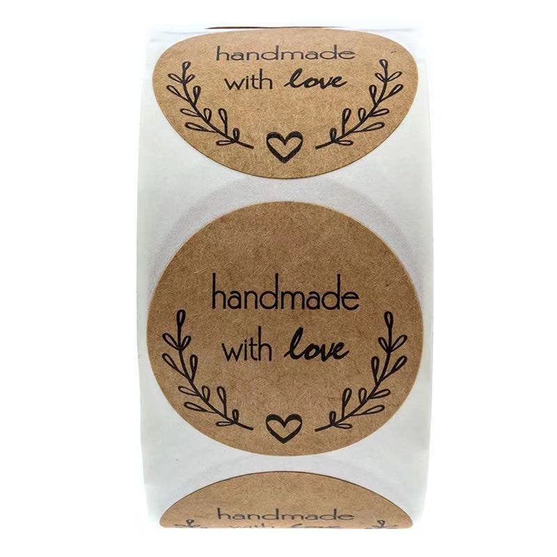 500PCS 1inch Thank You Stickers handmade with love laurel Business Stickers kraft stickers roll