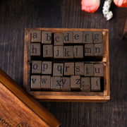 Vintage Lower Case Alphabet Number Stamp Set / Wood Number Rubber Stamp /Clay Stamp /Box uppercase handwritten Alphabet stamps box/