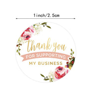 Thank You for Supporting My Business Label /pink floral thank you roll /modern business stickers/ gift wrapping stickers 1 inch 500pcs