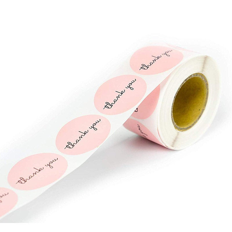Pink thank you stickers roll /business stickers supplies/wrapping gift stickers thank you