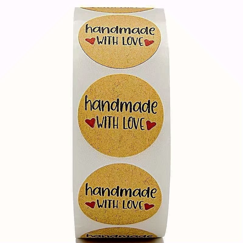 Handmade with love stickers, bakery stickers, packaging stickers labels, handmade packaging supplies, business stickers