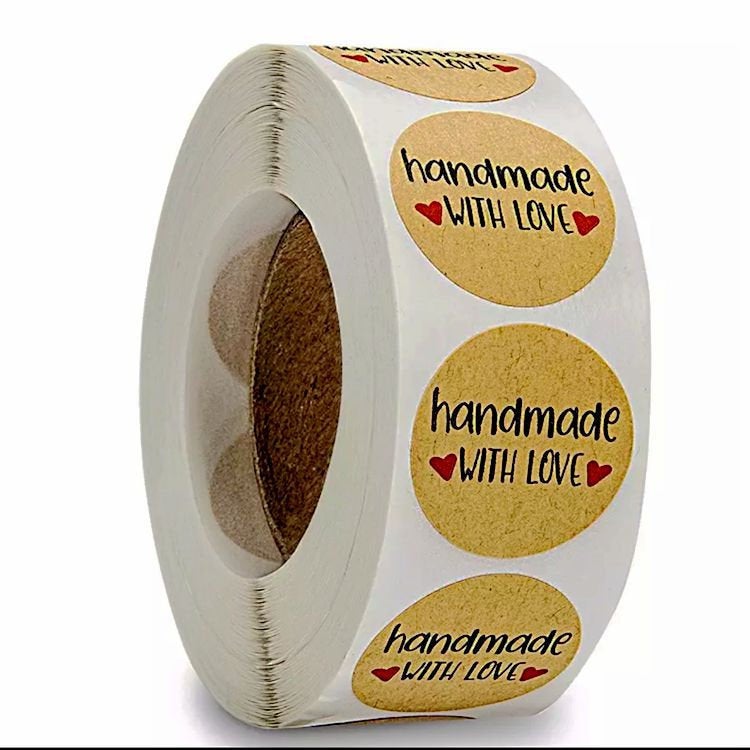 Handmade with love stickers, bakery stickers, packaging stickers labels, handmade packaging supplies, business stickers