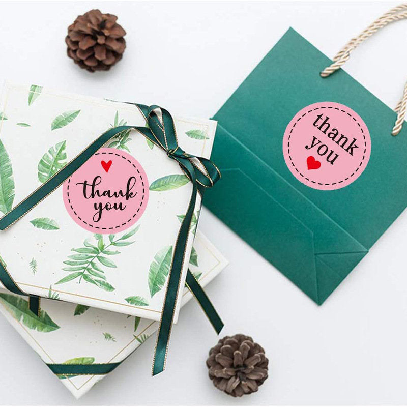 Thank You stickers Business Label /pink heart packaging label/online business stickers/ gift wrapping stickers 1 inch 500pc