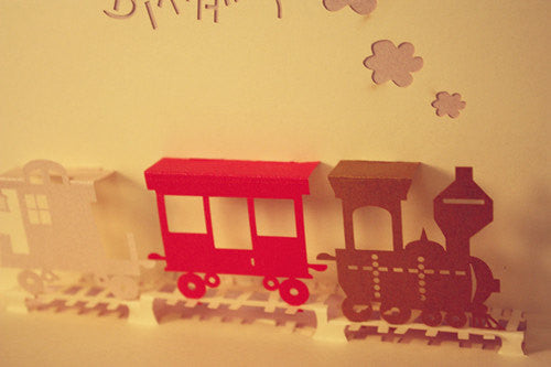 Little train Birthday,POP UP CARD