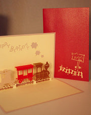 Little train Birthday,POP UP CARD