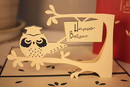 Owl For Birthday day ,POP UP