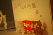 Little train Birthday,POP UP CARD