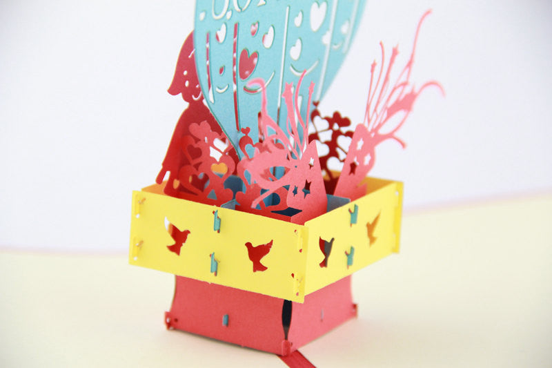 Love Hot Air Balloon 3d pop up card I love you