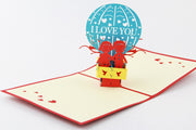 Love Hot Air Balloon 3d pop up card I love you