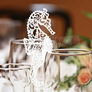 Pack of  laser cut   sea horse  table name cards for wedding party glass of Confetti decoration/place card/escort cards