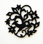 Flower and deer Coasters  black Coasters green coasters white coasters Grey coasters