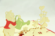 Bear  in Pop up card greeting card  3d gift card watering flower cartoon