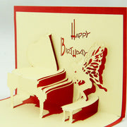 Playing piano birthday card  POP UP card 3d card piano card