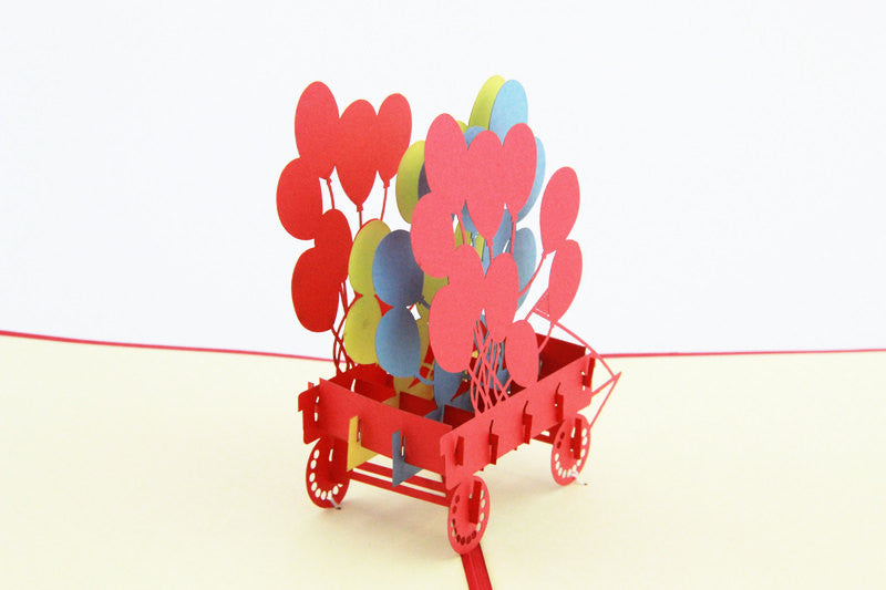 Balloon birthday card  pop up card -greeting card 3d laser cut general card