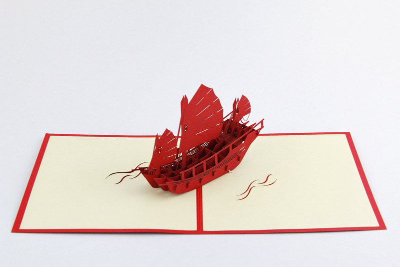 Handmade vintage sailboat  Pop up  card 3d card /  Greeting Card sailing boat