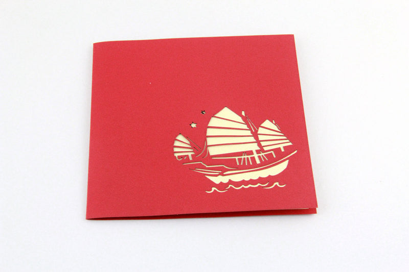 Handmade vintage sailboat  Pop up  card 3d card /  Greeting Card sailing boat