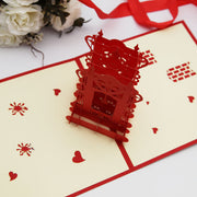 Vintage clock   Pop up card 3D card  handmade card gift card