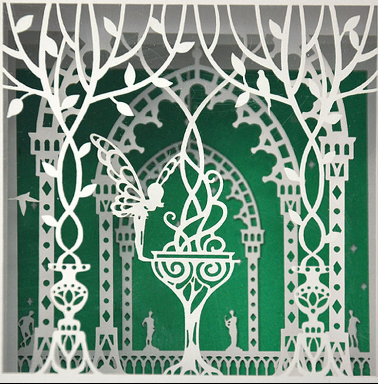Home decor paper cut gift shadow box frame laser cut fairy in the garden