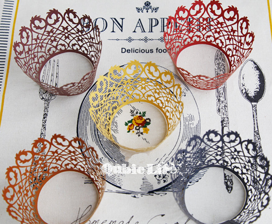 Pack of  lace laser cut cupcake wrappers for wedding party tea party cupcake decoration cake wrapper