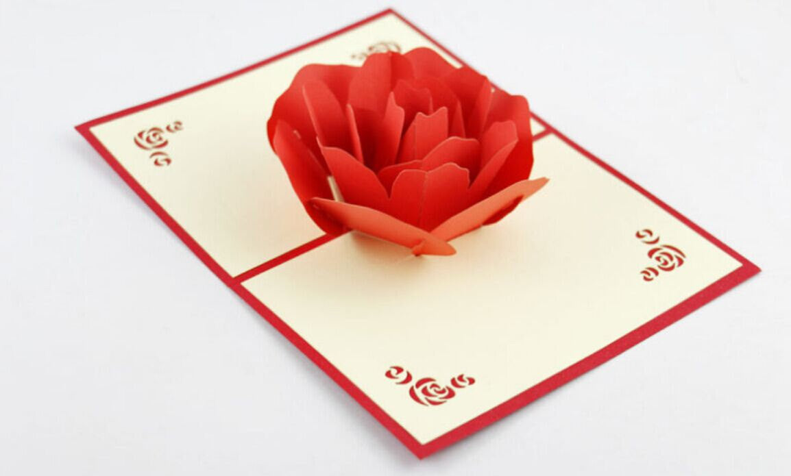 Rose  Pop up card 3D rose card  handmade card gift card love card