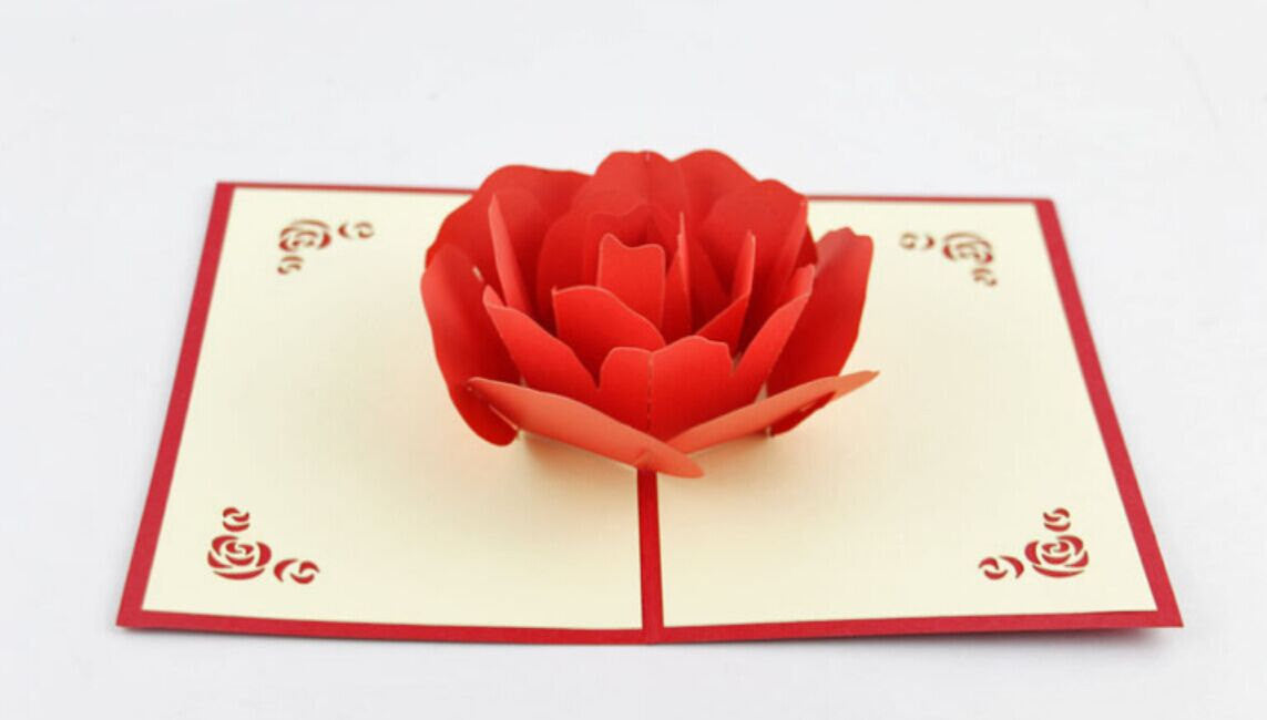 Rose  Pop up card 3D rose card  handmade card gift card love card