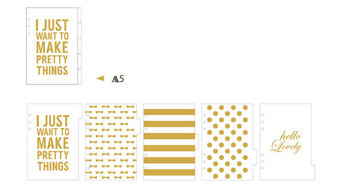 Gold set dividers/A5 index/ A6 planner dividers/Dashboard/AC013