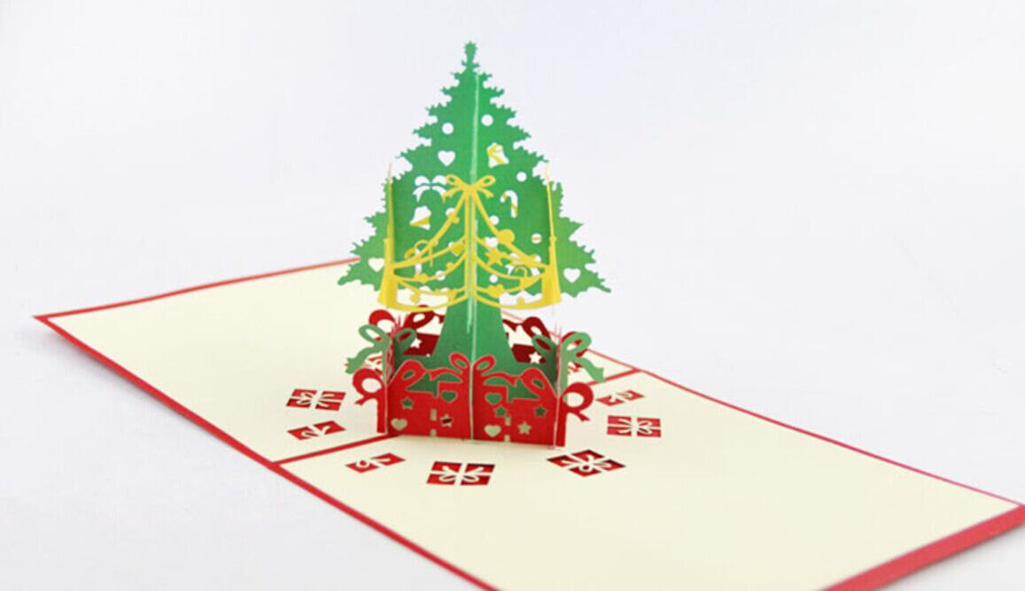 Christmas tree with gift pop up card 3D card  handmade card greeting Christmas card