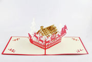 Christmas house 3d pop up card Christmas card winter house Santa clause