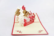 Christmas house 3d pop up card Christmas card winter house Santa clause