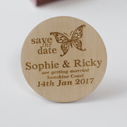 Butterfly Style Wooden Wedding Save the Date Magnets
