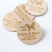 Butterfly Style Wooden Wedding Save the Date Magnets