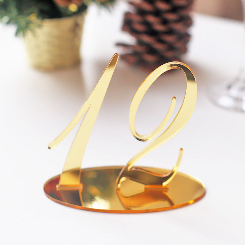 Acrylic Table Number Standing Mirror Gold Table Number  Wedding Table Decor mirror silver wedding table number