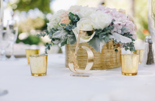 Acrylic Table Numbers for Wedding Party or Event, Gold or Silver Wedding Decor
