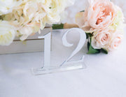 Acrylic Table Numbers for Wedding Party or Event, Gold or Silver Wedding Decor