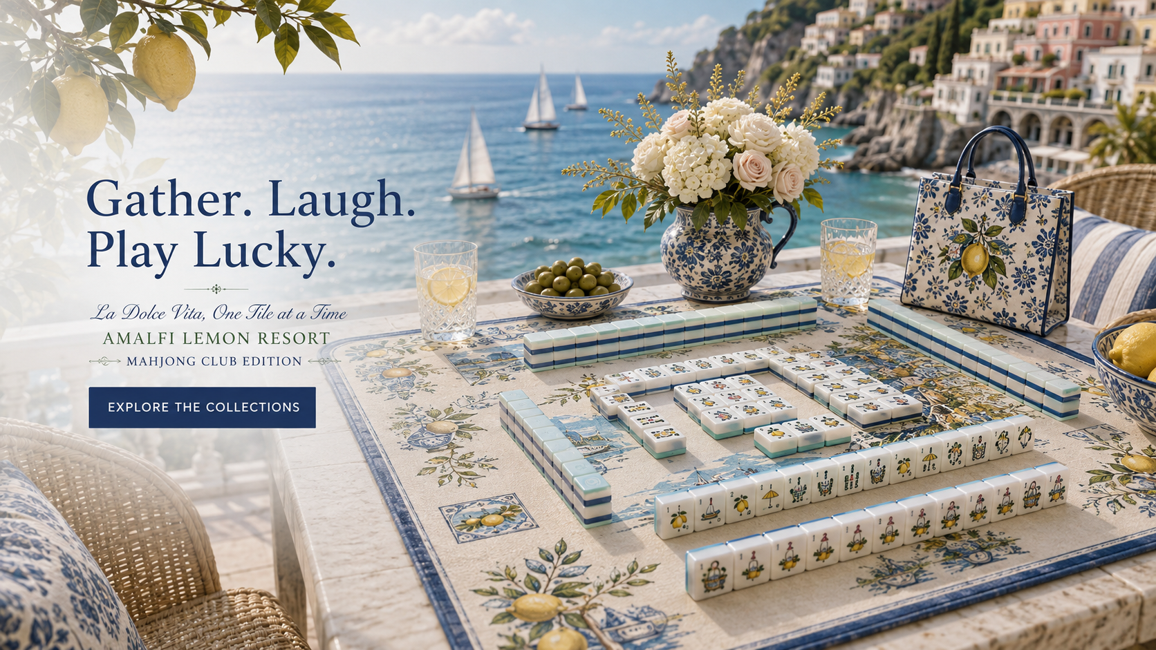 Amalfi Lemon Resort Mahjong table overlooking the coast